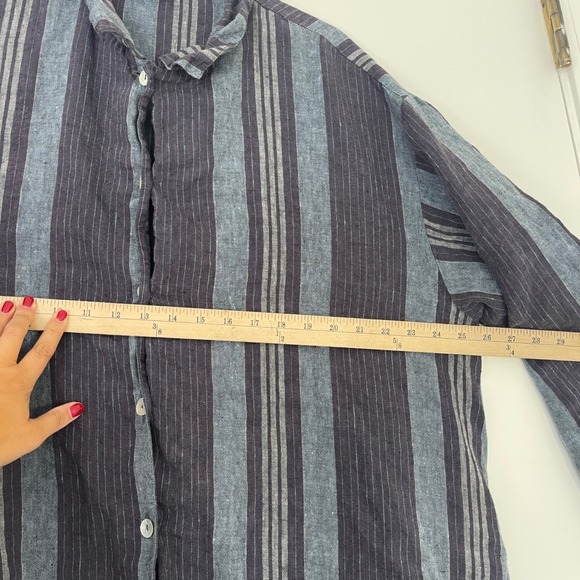 Bryn Walker $168 Mirren Barcelona Tunic 100% Linen Striped Shirt Top Size Large - Picture 9 of 10